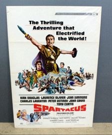 Spartacus With Kirk Douglas And Lawrence Olivier From Universal Pictures, Original Movie Poster 41"H x 27"W