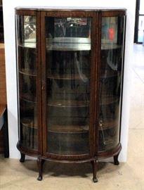 Bow Front Display Hutch With Five Shelves 61.5"H x 39.5"W x 16.5"D