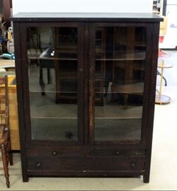 Arts & Crafts Style China Hutch 57"H x 44.5"W x 16.5"D