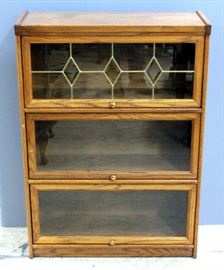 Three-Stack Barrister Bookcase 45.5"H x 32.5"W x 13.5"D