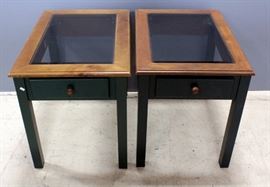 Beveled Glass Topped End Tables 23"H x 19.5"W x 27"D Qty 2