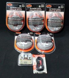 Geek Squad Network Cable RJ-45 50" Unopened Qty 5, RCA Couplers Unopened, RCA 20 Ft. Stereo Cable Unopened