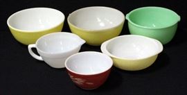 Pyrex Mixing Bowls, Jadite Mixing Bowl And Fire King Pouring Bowl Total Qty 6