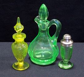 Uranium and Vaseline Glass Pieces, Qty 3