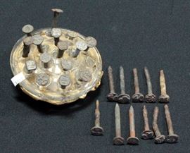 Vintage Stamped Railroad Nails, Qty 24, Handwrought Nail Marked "X"