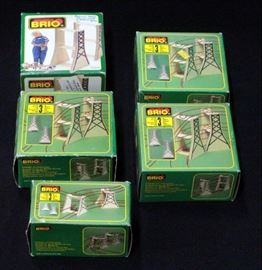 Brio Wooden Railway Bridge Supports Including Number #33557 Qty 4 And #33556 In Original Boxes Total Qty 5