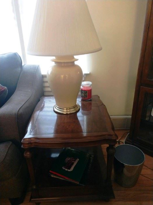 End Table with Yellow Table Lamp (there is a pair of these) 