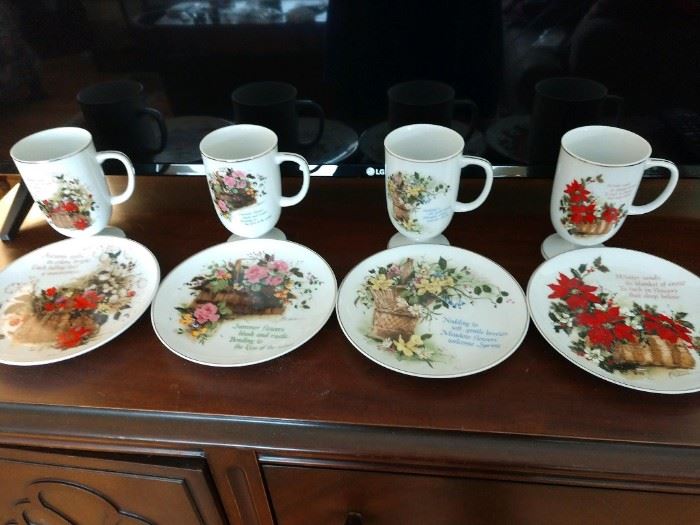 Cups and Matching Plates by:  Robert Fobear (local Saginaw artist) 