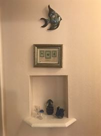 Vintage Ceramic Wall Fish ~ Glass Birds & Egg