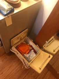 Assorted Hankies And Scarves In Vintage Sewing Case