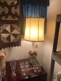 Vintage Table Lamp With Shade ~ Assorted Glassware