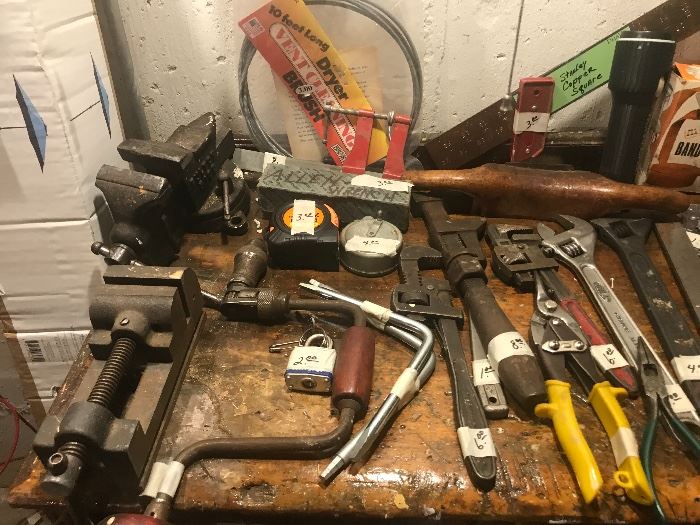 Assorted Tools ~ Vises, Hammers, Pliers, Screwdrivers, Wrenches...