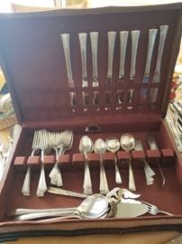 Silver plate flatware set with box