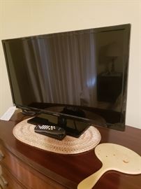 Flatscreen #2; vintage beveled glass celluloid hand mirror