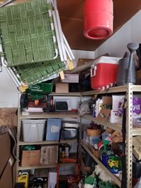 Coolers, lawn chairs, gardening/planting materials