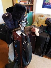 Golf clubs, luggage