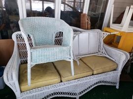 Wicker sofa, chair and table set