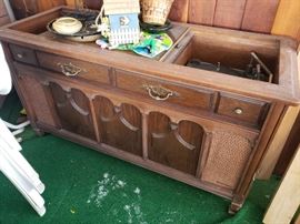 Vintage record console.