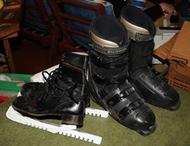 VINTAGE BRUNSWICK ICE SKATES & SOLOMON DOWNHILL BOOTS