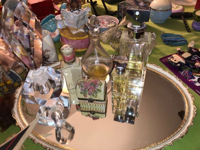 Vanity tray and perfume bottles