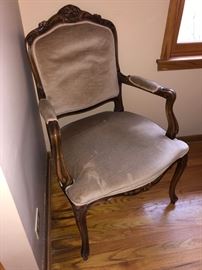 Antique upholstered/wood armchair......