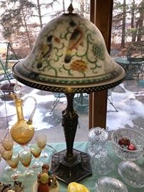 Gorgeous back painted glass lamp