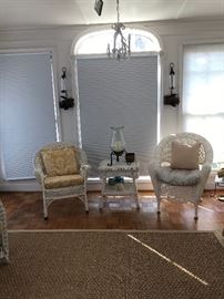 Wicker chairs with wicker table