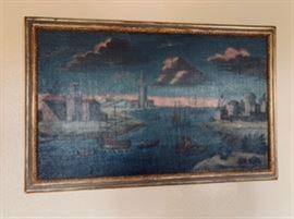 Antique painting with Knights Templar theme