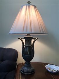Pair of beautiful French Bronze lamps. Perfect for bedside or end tables. 
