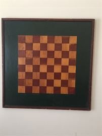 Double sided painting on wood.  Side 1 - Checkerboard.  Original. 