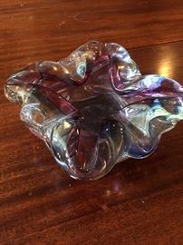 Unique colored glass dish. 