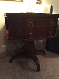 Exceptional 4-sided table with drawers & cubbies. 