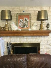 Lamps - sad irons - stuffed kitty picture