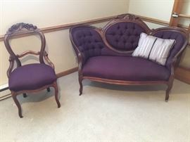 Vintage Carved Settee and Chair