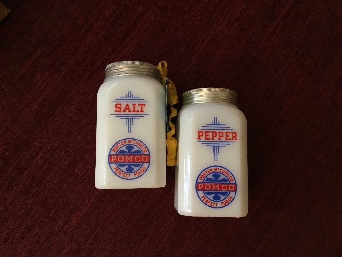 Vintage milk glass salt and pepper shaker 