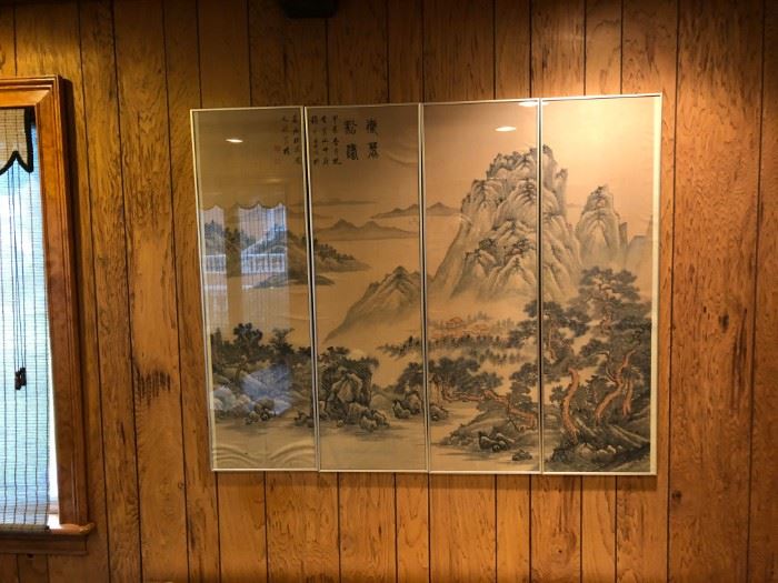 CHINESE SILK SCROLL FRAMED