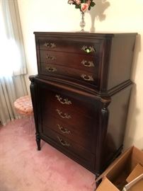 PART OF FIVE PIECE ANTIQUE BEDROOM SET 