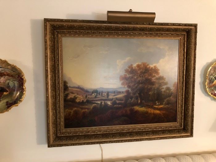 1879 JOHN WILLIAMSON HUDSON VALLEY SCHOOL ARTIST TITLED "MOHAWK VALLEY" PURCHASED IN 1947 FOR $160.