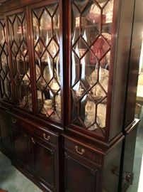 BREAK FRONT CABINET PURCHASED IN 1947 WITH RECEIPT FOR $1100!  A VERY NICE ROSENTHAL SET SERVICE FOR 12.