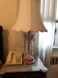 ONE OF A PAIR OF LAMPS - ALSO ANTIQUE BEDROOM SET - WITH RECEIPT FROM 1940s WHEN THEY LIVED IN BROOKLYN, NY