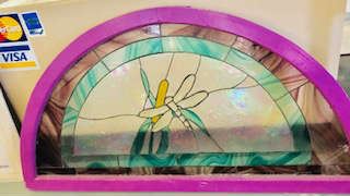 Stained Glass Window with a Dragon Fly 