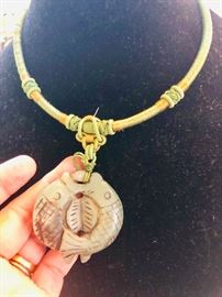 Hand Carved Large Jade necklace 