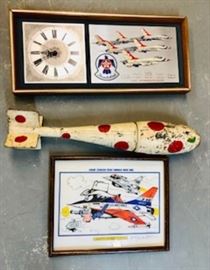 American Militaria including  Thunderbirds Clock , Practice Dummy Bomb , and Original art work  