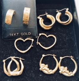 14K Gold Earring Lot 