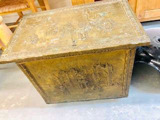 Brass and Wood kindling box 