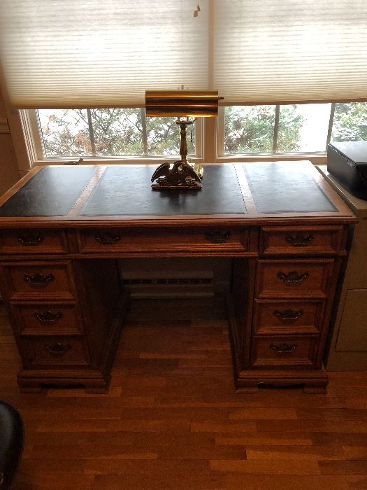 Vintage desk with leather inserts 