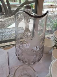 Etched Glass Pitcher