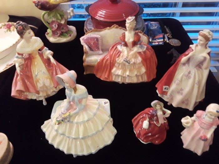 Doulton & Co figurines, vintage, including Bell o' the Ball.