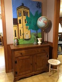 Vintage maple American Colonial revival cabinet