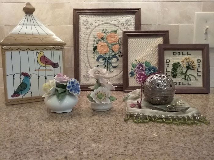 Needle Point, Porcelain Items, Jar and More